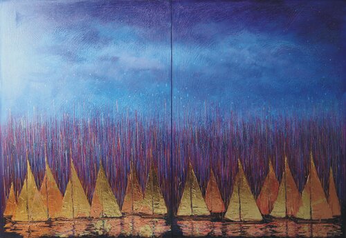 Golden Sails  (diptych,each side :110x80cm.) Rakhmet Redzhepov
