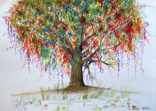 Fantasy with Flowers 269 by Rakhmet Redzhepov, Work on Paper for Sale on Singulart