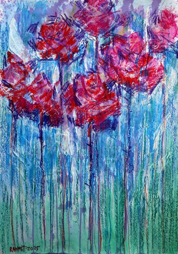 Fantasy with Flowers 302- Mixed, paper, 59x42cm, Unframed par Rakhmet Redzhepov, Œuvre sur papier en vente sur Singulart