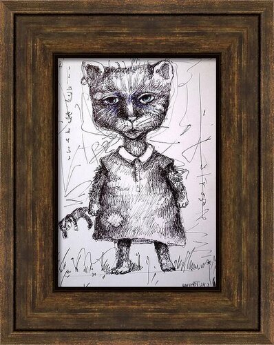 CATS 2 : paper on cardboard, acrylic,ink, 2024 di Rakhmet Redzhepov, Pittura in vendita su Singulart