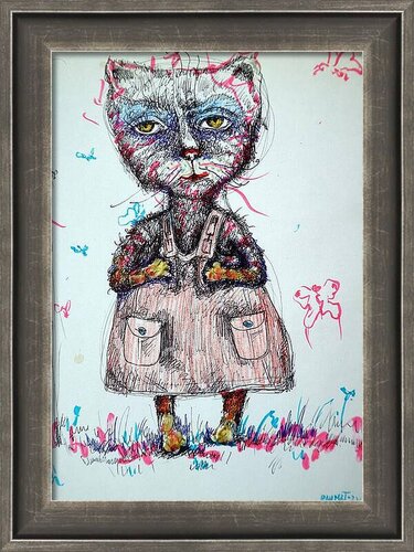 CATS 4 : paper on cardboard, acrylic,ink, 2024 di Rakhmet Redzhepov, Pittura in vendita su Singulart