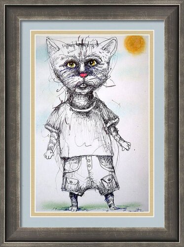 CATS 6 : paper on cardboard, acrylic,ink, 2024 di Rakhmet Redzhepov, Pittura in vendita su Singulart