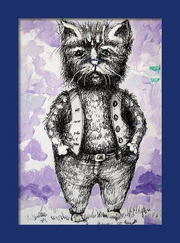 CATS 8 : paper on cardboard, acrylic,ink, 2024 di Rakhmet Redzhepov, Pittura in vendita su Singulart