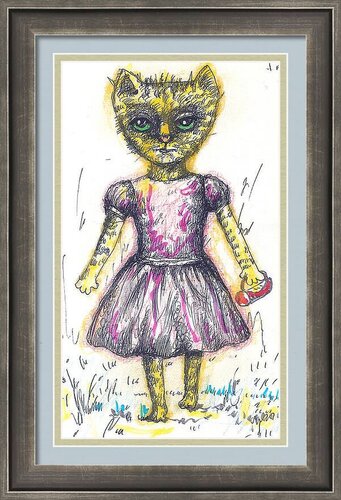 CATS 9 : paper on cardboard, acrylic,ink, 2024 by Rakhmet Redzhepov, 油畫 for Sale on Singulart