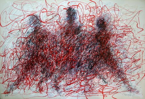 Fantasy with Flowers 318- Mixed, paper, 59x42cm, Unframed Rakhmet Redzhepov