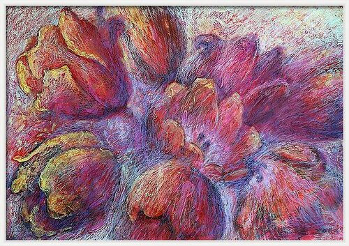 Air Tulips: acrylic, oil pastel,57x81cm van Rakhmet Redzhepov, Werk op papier te koop op Singulart