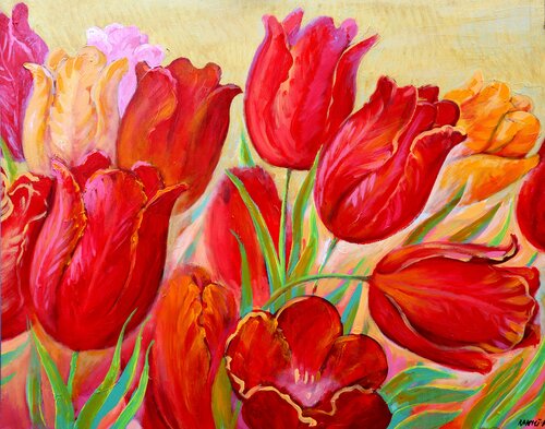 Tulips of Love, Impressionist Oil and Acrylic by Rakhmet Redzhepov, Painting for Sale on Singulart