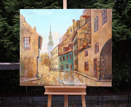 Gold of the Old Walls, Impressionist Oil and Acrylic, 100/120cm. de Rakhmet Redzhepov, Pintura a la venta en Singulart