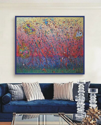 Butterfly Carnival: abstract art, canvas, oil, acrylic, 100/120cm by Rakhmet Redzhepov, Painting for Sale on Singulart