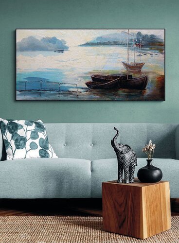 Old Boats: (SPACES Series) Canvas, Oil, Acrylic by Rakhmet Redzhepov, Painting for Sale on Singulart