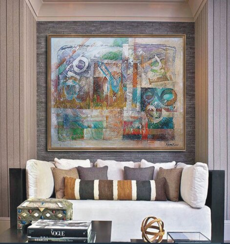 Urban Chronos: abstract art, canvas, oil, acrylic by Rakhmet Redzhepov, Painting for Sale on Singulart