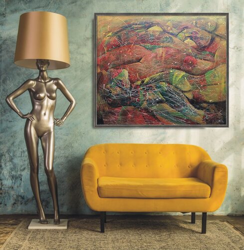 Internal Code : abstract art, canvas, oil, acrylic de Rakhmet Redzhepov, Pintura a la venta en Singulart