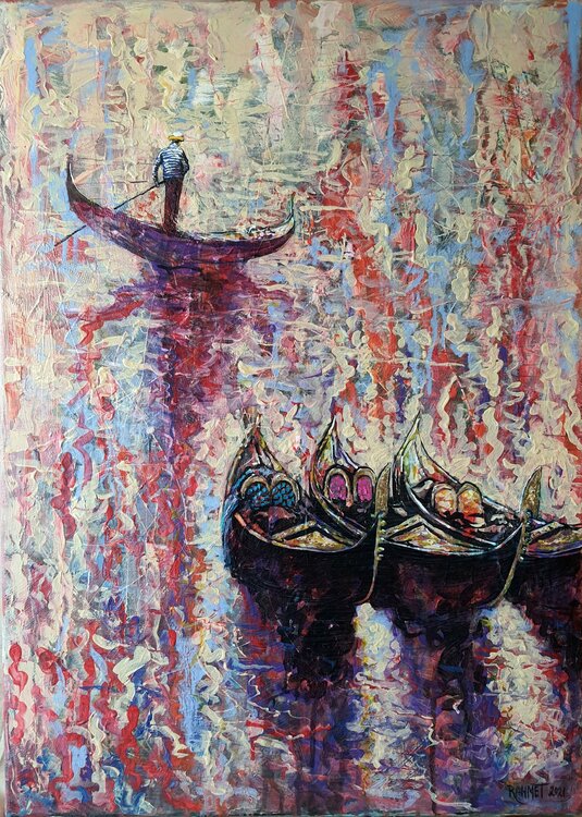 Morning Venice and the Gondolier Rakhmet Redzhepov