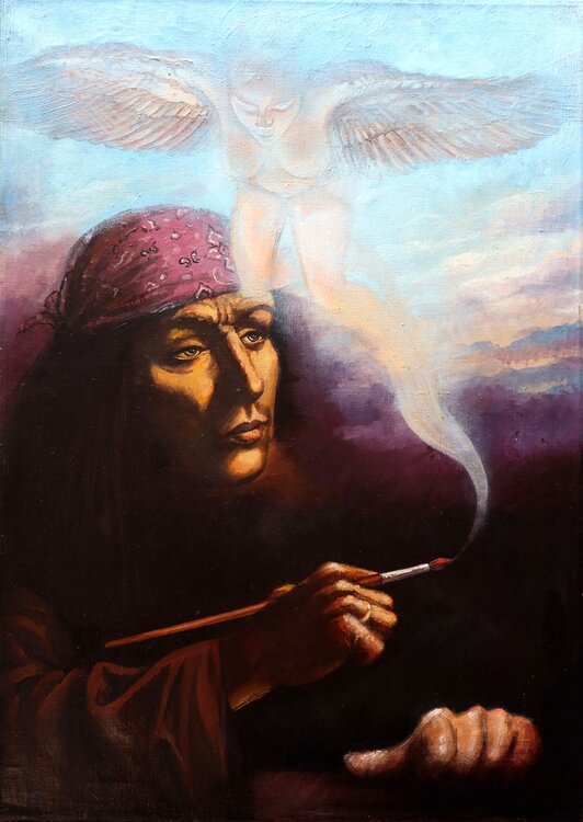 Self-Portrait and Muse. Rakhmet Redzhepov