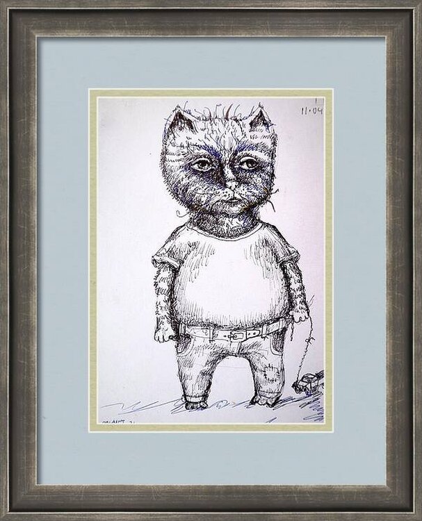 CATS 3 : paper on cardboard, acrylic,ink, 2024 Rakhmet Redzhepov