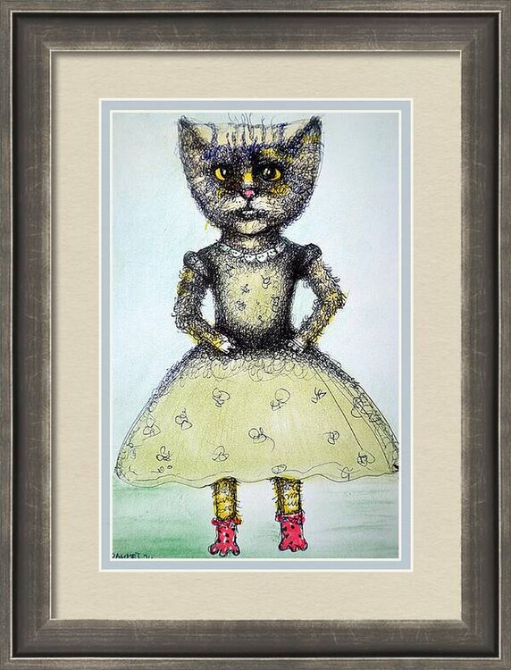 CATS 5 : paper on cardboard, acrylic,ink, 2024 Rakhmet Redzhepov