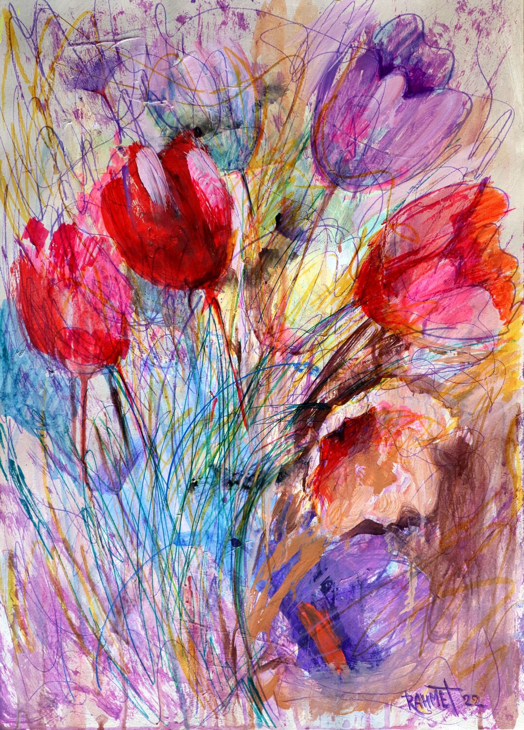 Fantasy with Flowers 33. Rakhmet Redzhepov Werk auf Papier zu verkaufen