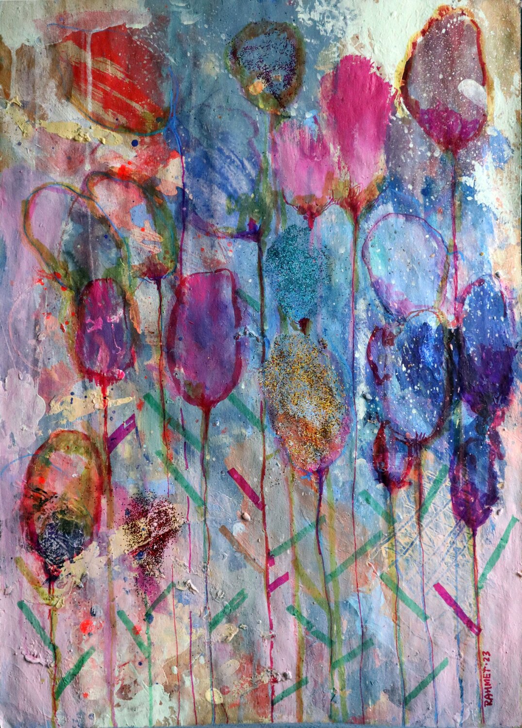 Fantasy with Flowers 68. Rakhmet Redzhepov Originalgemälde zu verkaufen