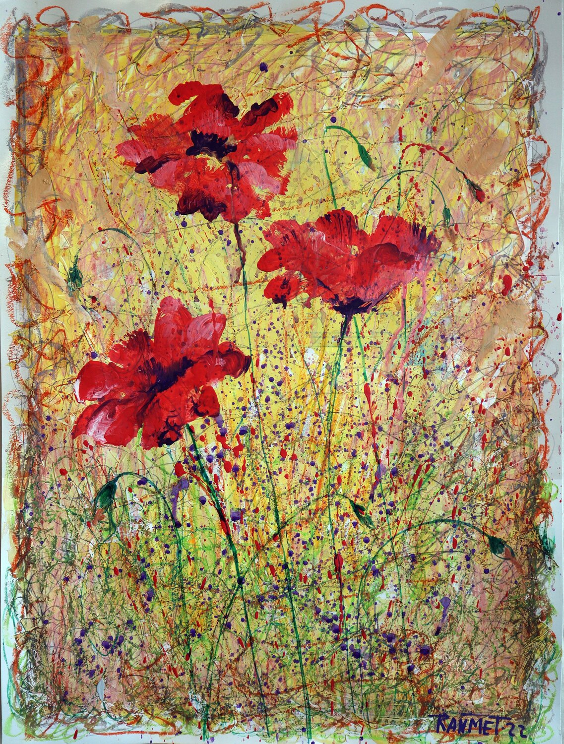 Fantasy with Flowers 10 Rakhmet Redzhepov Werk auf Papier zu verkaufen