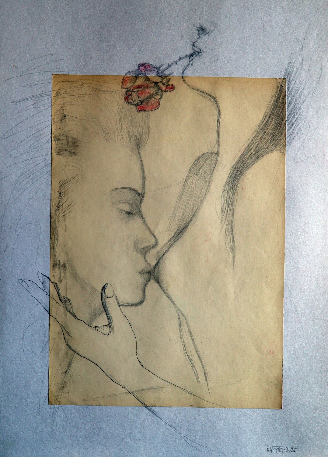 Fantasy with Flowers 263: Mixed Media Painting on Paper, 59x42cm Rakhmet Redzhepov Werk auf Papier zu verkaufen