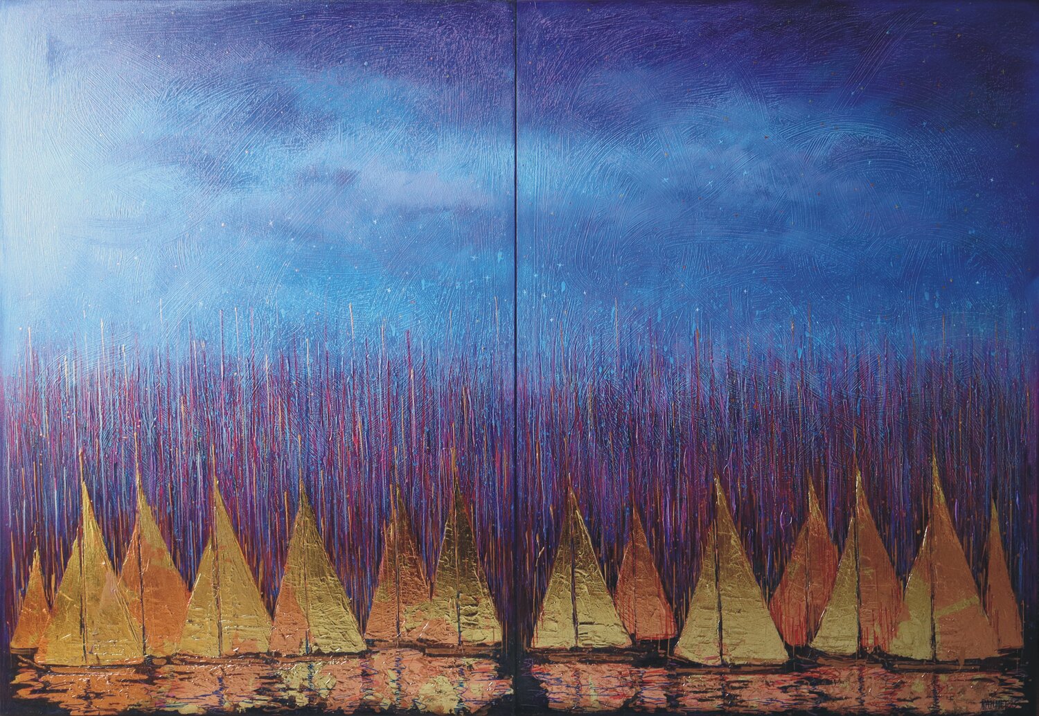 Golden Sails  (diptych,each side :110x80cm.) Rakhmet Redzhepov Originalgemälde zu verkaufen