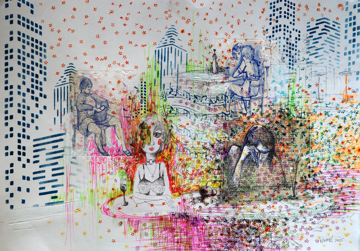 Fantasy with Flowers 276 Rakhmet Redzhepov Werk auf Papier zu verkaufen