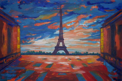 Trocadero during pandemic van Zelie Alice, Schilderij te koop op Singulart