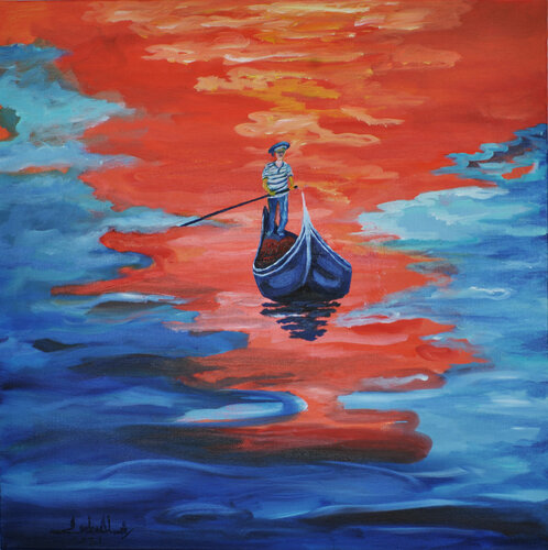The gondola ride. van Zelie Alice, Schilderij te koop op Singulart