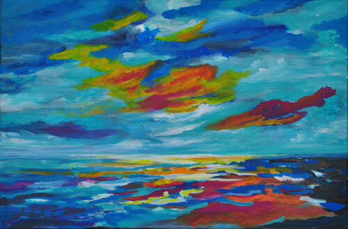 Blue lagoon van Zelie Alice, Schilderij te koop op Singulart