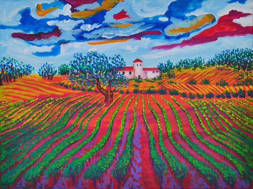 Harmony in winery di Zelie Alice, Pittura in vendita su Singulart