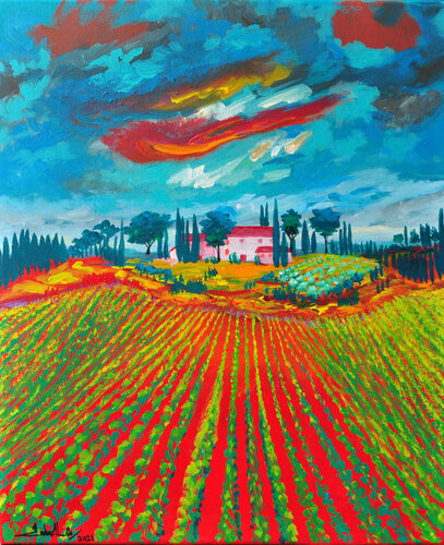 Sip of Tuscan wine di Zelie Alice, Pittura in vendita su Singulart
