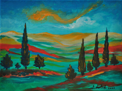 Cypress valley di Zelie Alice, Pittura in vendita su Singulart