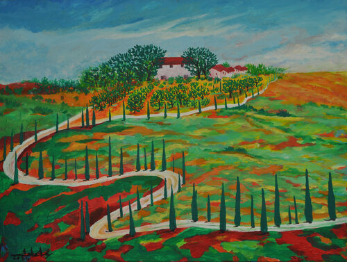 The Winding Path of Tuscany di Zelie Alice, Pittura in vendita su Singulart