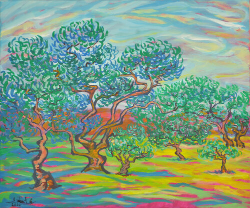 Olive trees at Arles di Zelie Alice, Pittura in vendita su Singulart