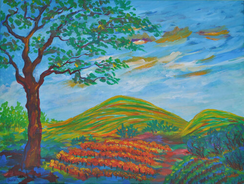 At Champage winery van Zelie Alice, Schilderij te koop op Singulart