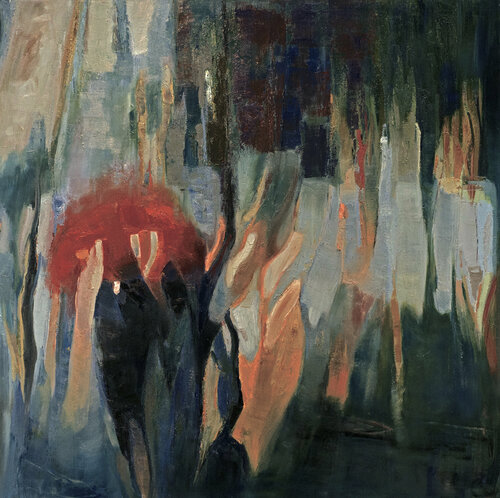 Red Umbrella by Frédéric Choisel, Painting for Sale on Singulart