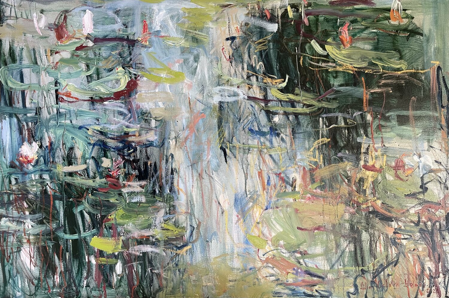 Thoughts and reflections. The water-lily pond. by Lilia Orlova-Holmes  (2021) : Painting Oil on Canvas - SINGULART
