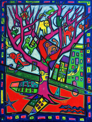 L'ARBRE A CHATS van Guy Sénécal, Schilderij te koop op Singulart