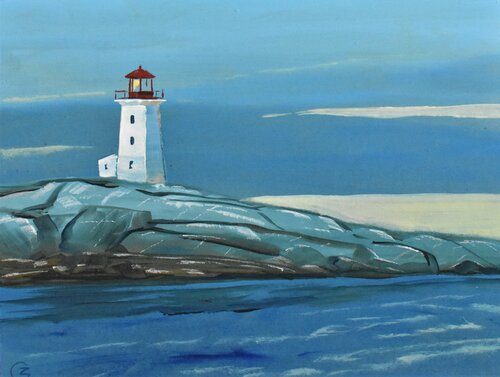 Lighthouse on the rocks van Grigorii Zulkarniaev, Schilderij te koop op Singulart