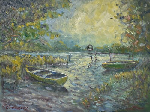 Morning on the river di Grigorii Zulkarniaev, Pittura in vendita su Singulart