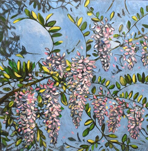 acacia flowers van Grigorii Zulkarniaev, Schilderij te koop op Singulart