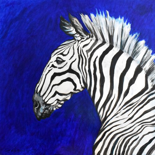 zebra in the night van Grigorii Zulkarniaev, Schilderij te koop op Singulart