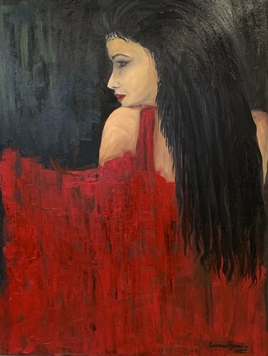 Lady in Red by Carmen Aurariu, Painting for Sale on Singulart