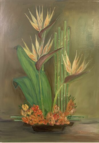 Flowers III - Bird of Paradise van Carmen Aurariu, Schilderij te koop op Singulart