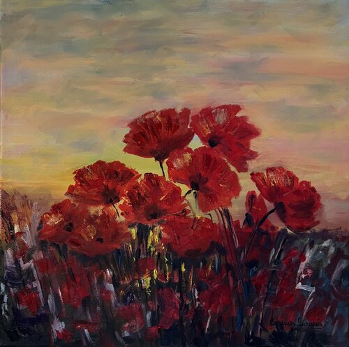 Poppy field by Carmen Aurariu, Painting for Sale on Singulart