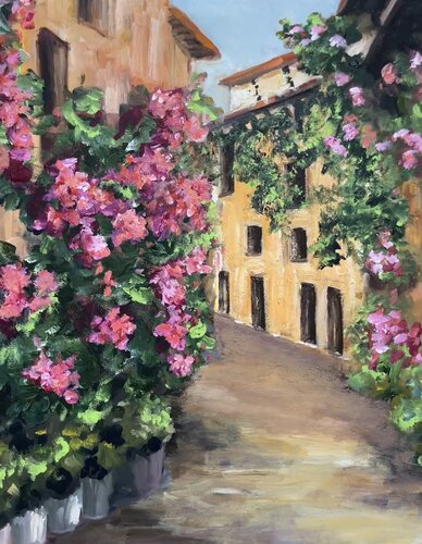 Ruelles a St Paul de Vence (Alleys in St Paul de Vence) von Natalie Gourdal, Malerei kaufen auf Singulart