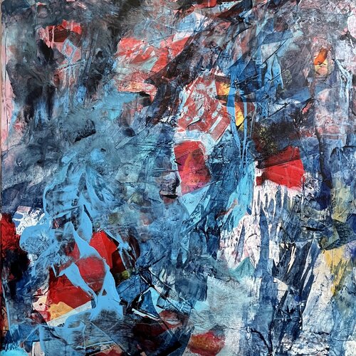 Blaue Fluss van Claudia Dietschi, Schilderij te koop op Singulart