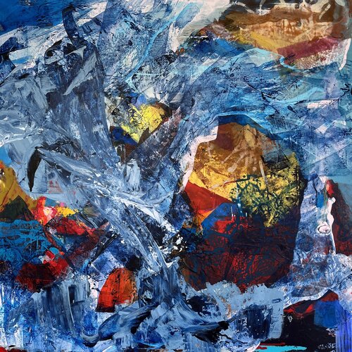 Blaue Fluss van Claudia Dietschi, Schilderij te koop op Singulart