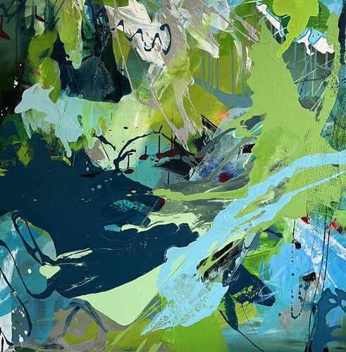 Green Lagoon di Claudia Dietschi, Pittura in vendita su Singulart