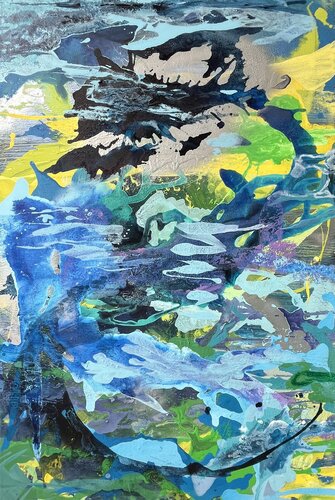 Green Lagoon van Claudia Dietschi, Schilderij te koop op Singulart